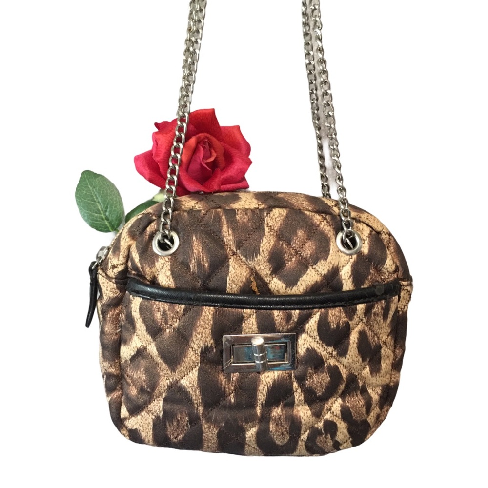 Animal print mini CB bag with silver chain straps fairygoth